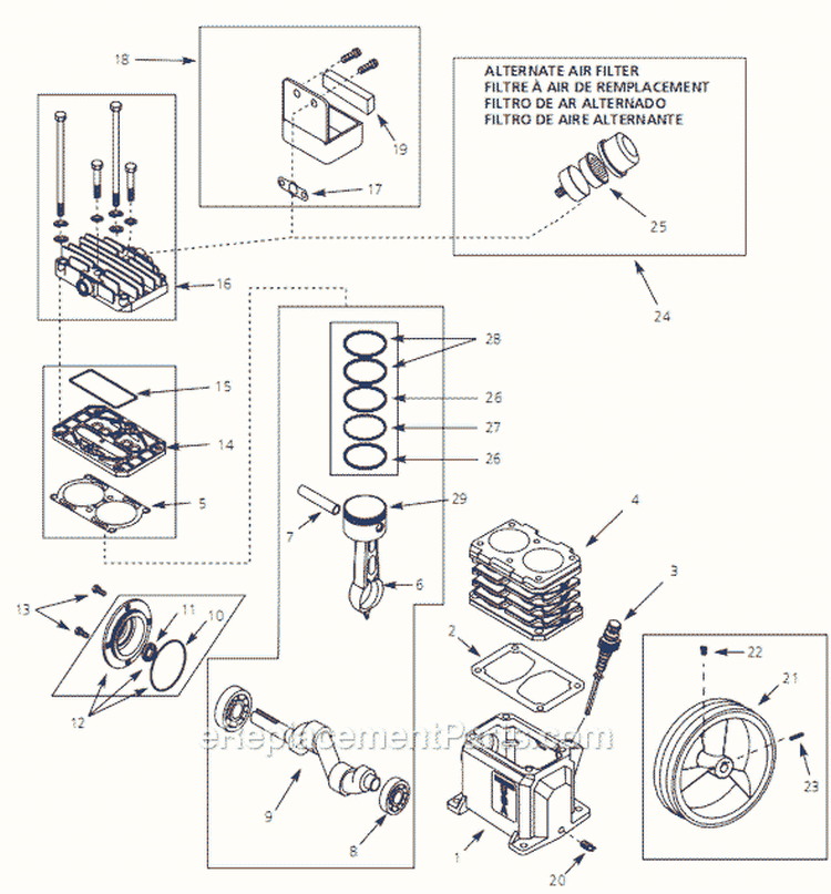 Page A Diagram and Parts List for 2004 Campbell Hausfeld Compressor